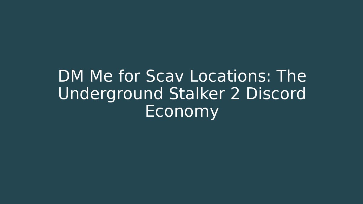 DM Me for Scav Locations: The Underground Stalker 2 Discord Economy