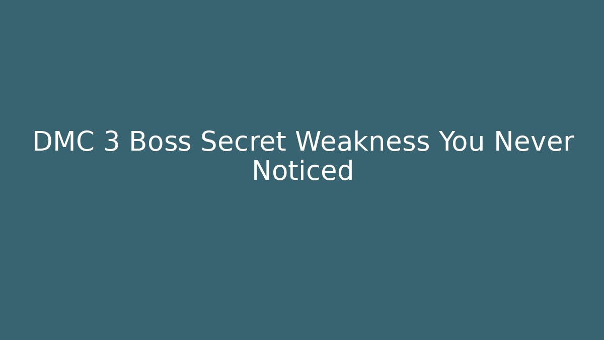 DMC 3 Boss Secret Weakness You Never Noticed