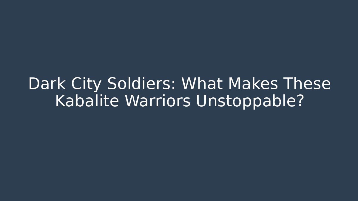 Dark City Soldiers: What Makes These Kabalite Warriors Unstoppable?