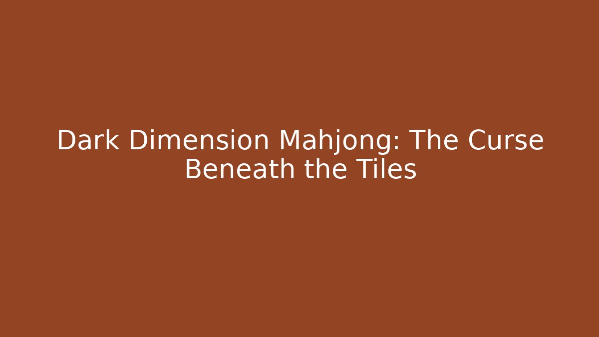 Dark Dimension Mahjong: The Curse Beneath the Tiles
