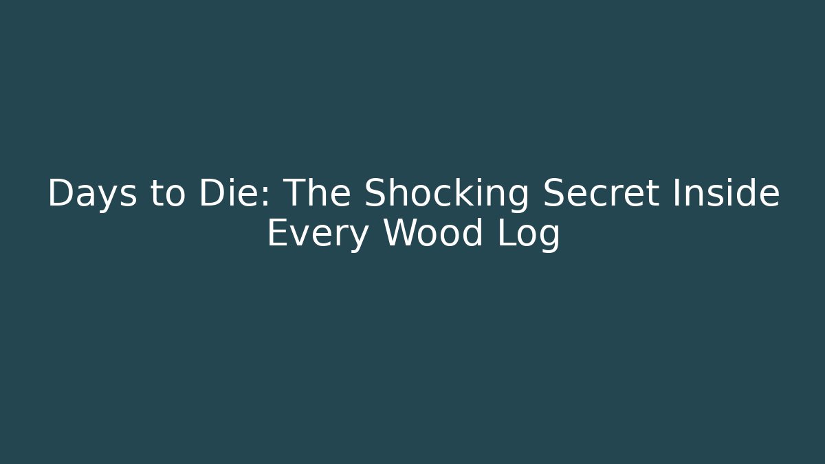 Days to Die: The Shocking Secret Inside Every Wood Log