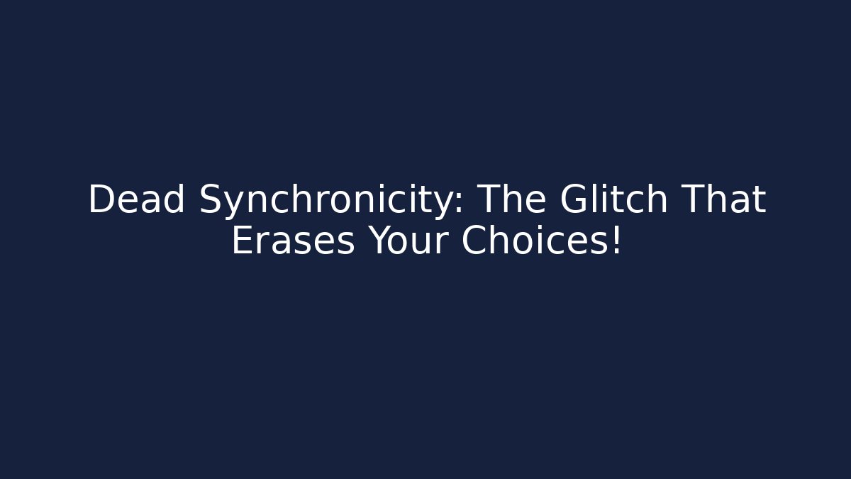 Dead Synchronicity: The Glitch That Erases Your Choices!