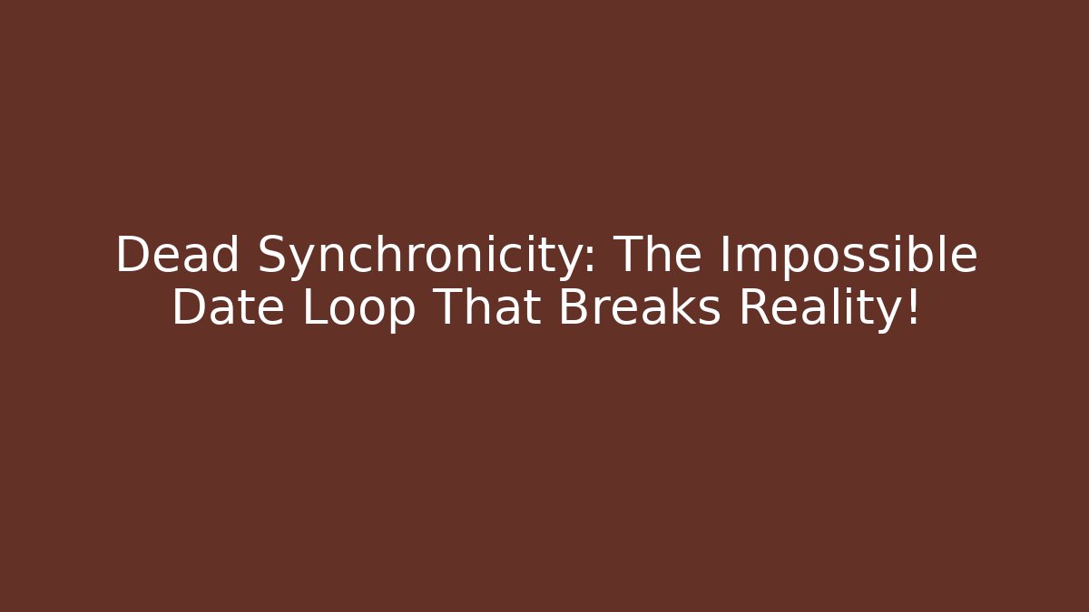 Dead Synchronicity: The Impossible Date Loop That Breaks Reality!