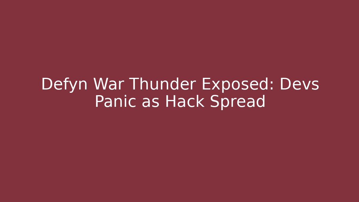 Defyn War Thunder Exposed: Devs Panic as Hack Spread