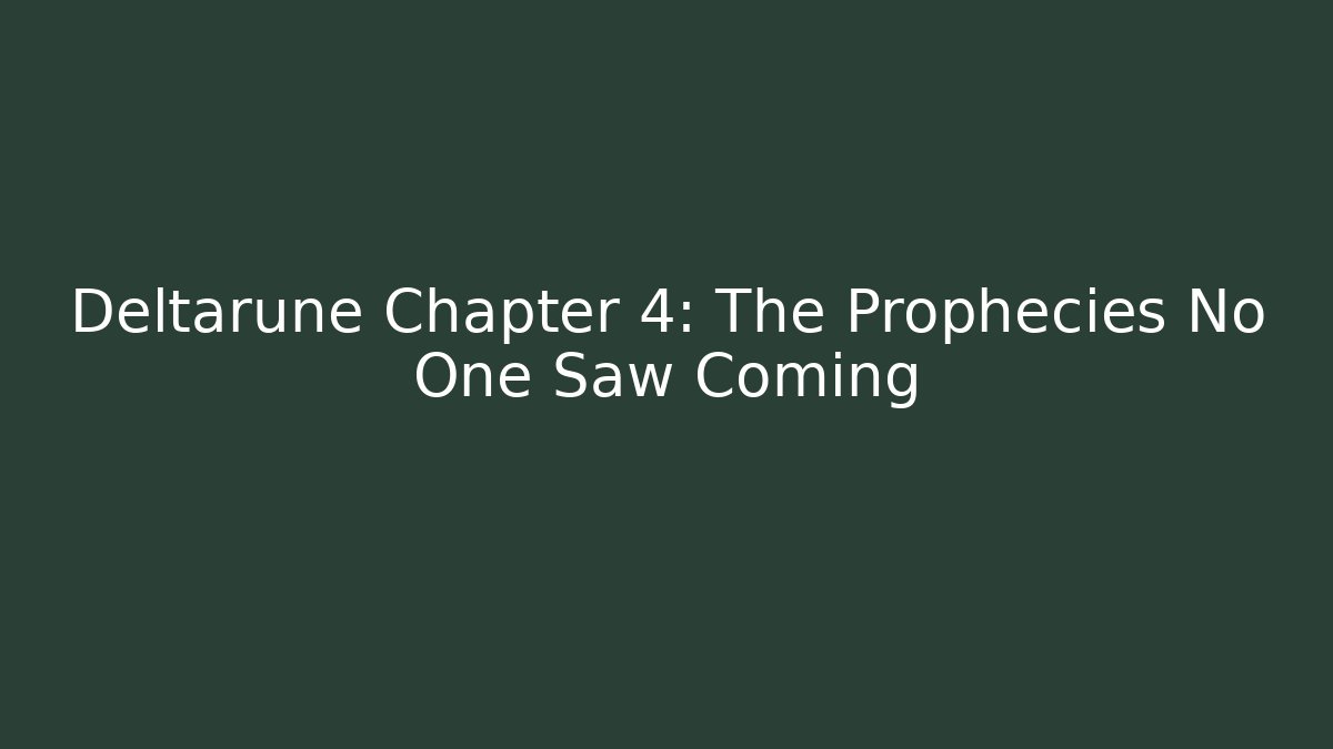 Deltarune Chapter 4: The Prophecies No One Saw Coming - Felix Cat Insurance