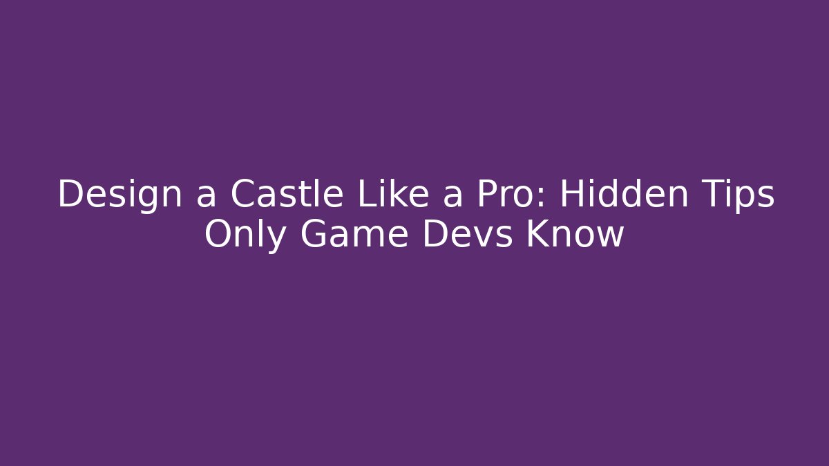Design a Castle Like a Pro: Hidden Tips Only Game Devs Know