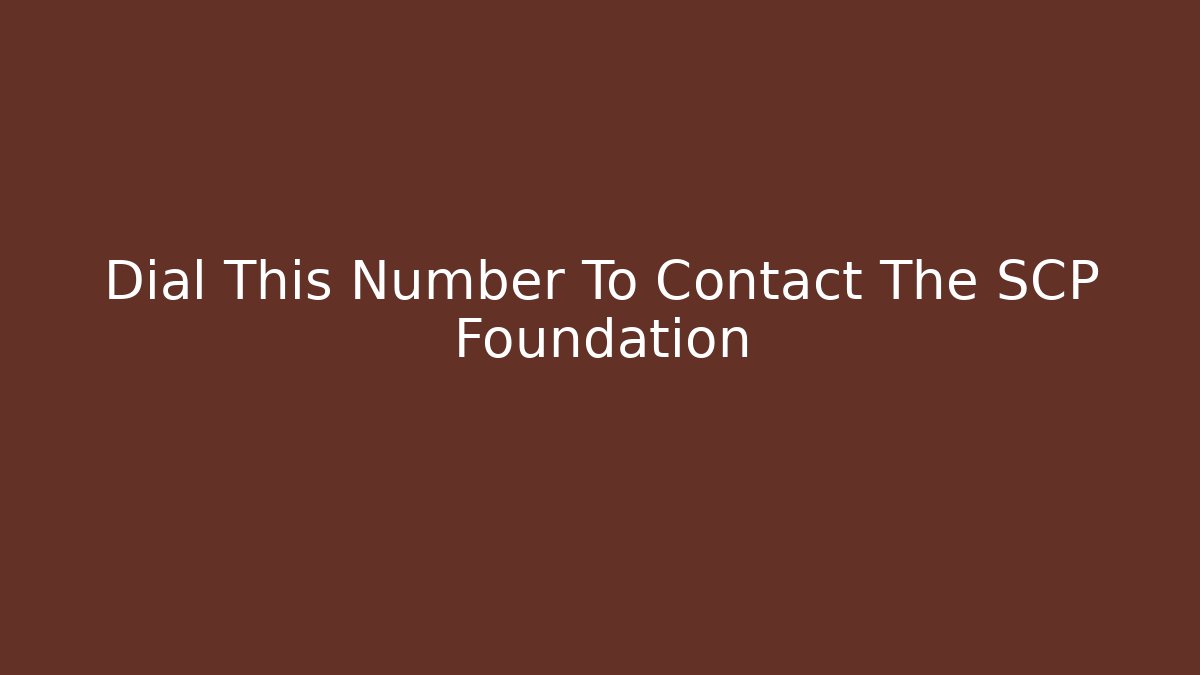Dial This Number To Contact The SCP Foundation - Felix Cat Insurance