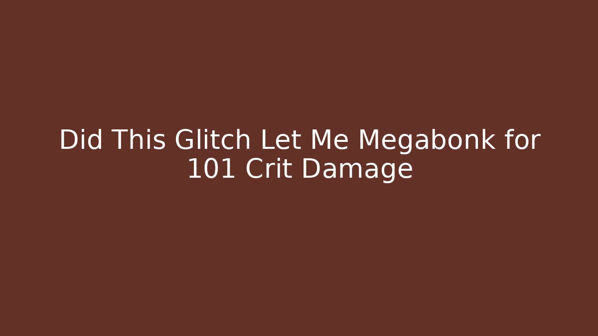 Did This Glitch Let Me Megabonk for 101 Crit Damage - Felix Cat Insurance