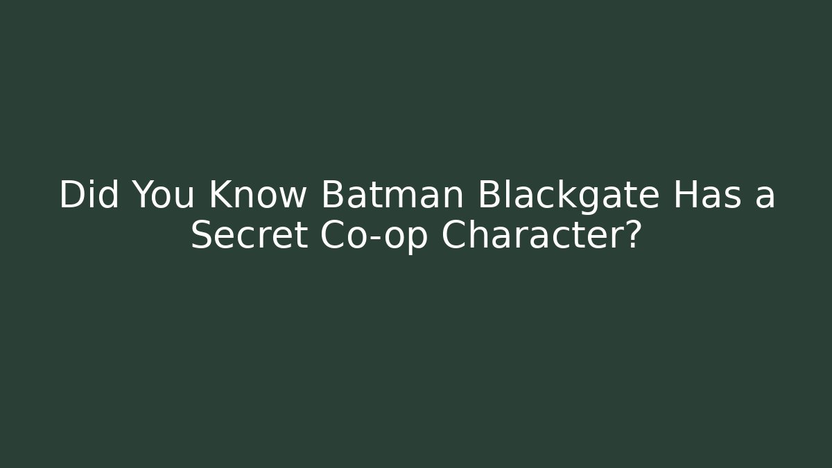 Did You Know Batman Blackgate Has a Secret Co-op Character? - Felix Cat Insurance