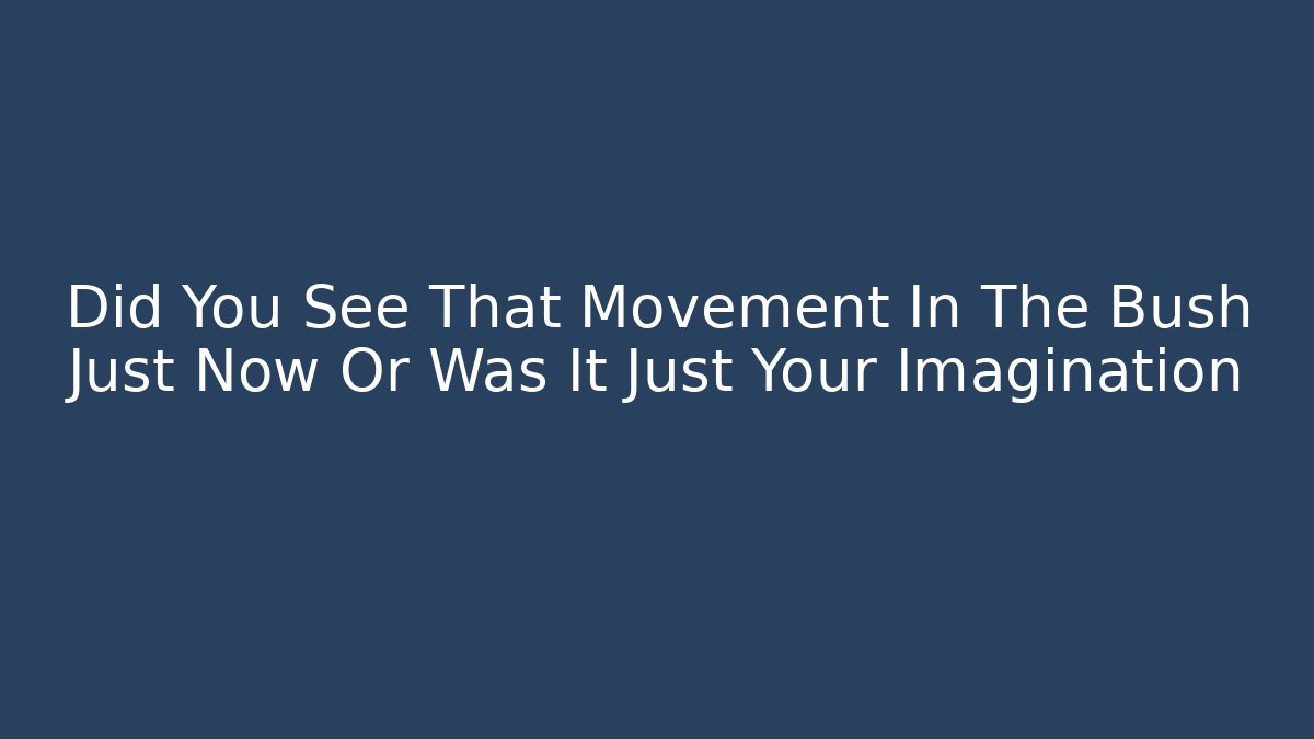 Did You See That Movement In The Bush Just Now Or Was It Just Your Imagination
