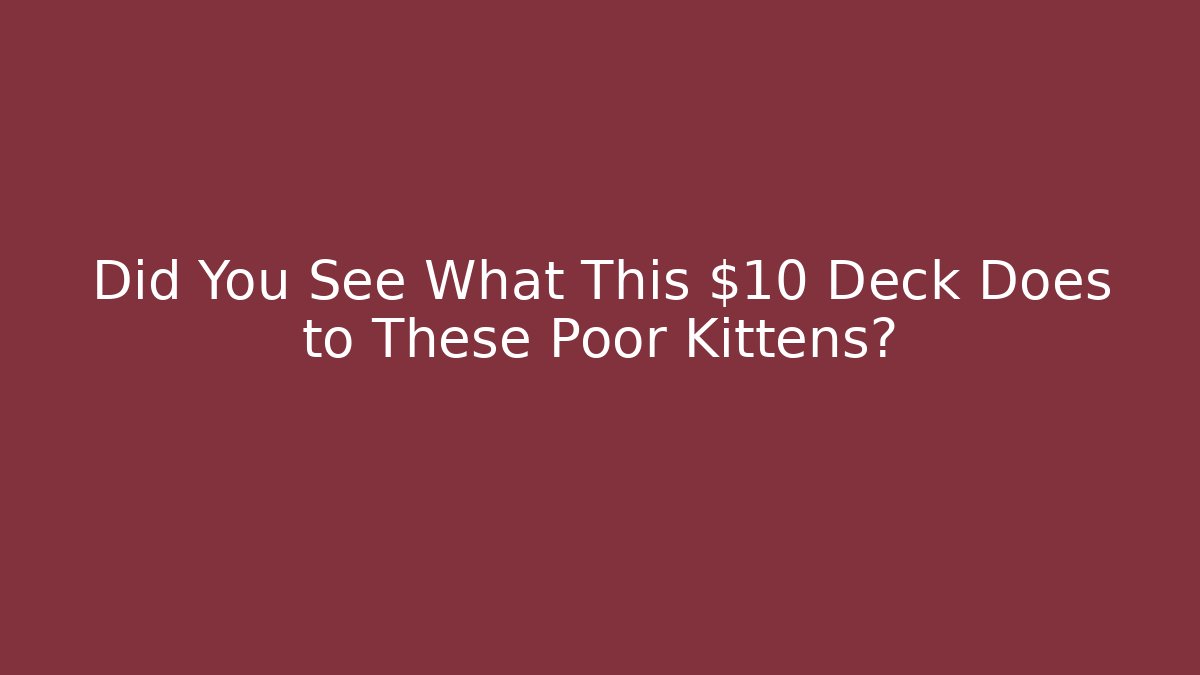 Did You See What This $10 Deck Does to These Poor Kittens?