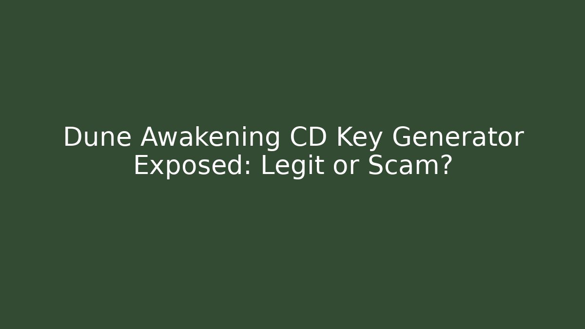 Dune Awakening CD Key Generator Exposed: Legit or Scam?