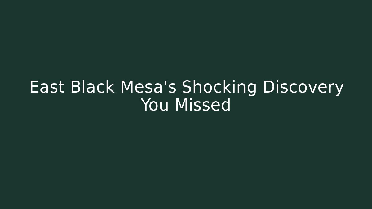 East Black Mesa's Shocking Discovery You Missed - Felix Cat Insurance