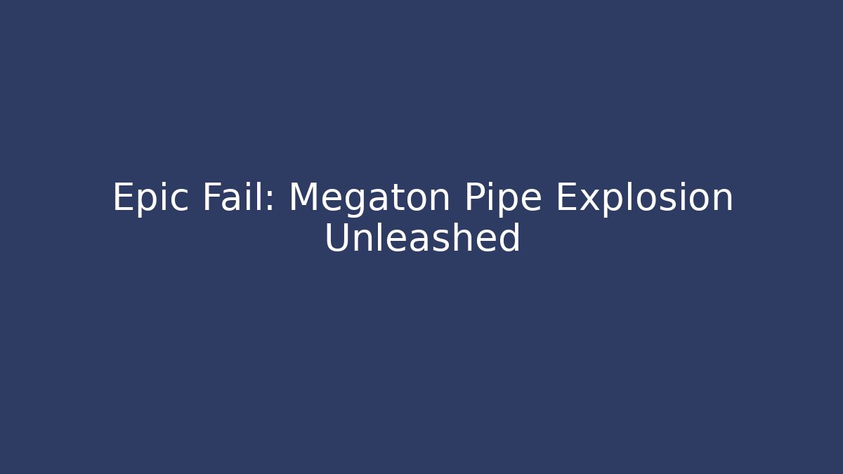 Epic Fail: Megaton Pipe Explosion Unleashed
