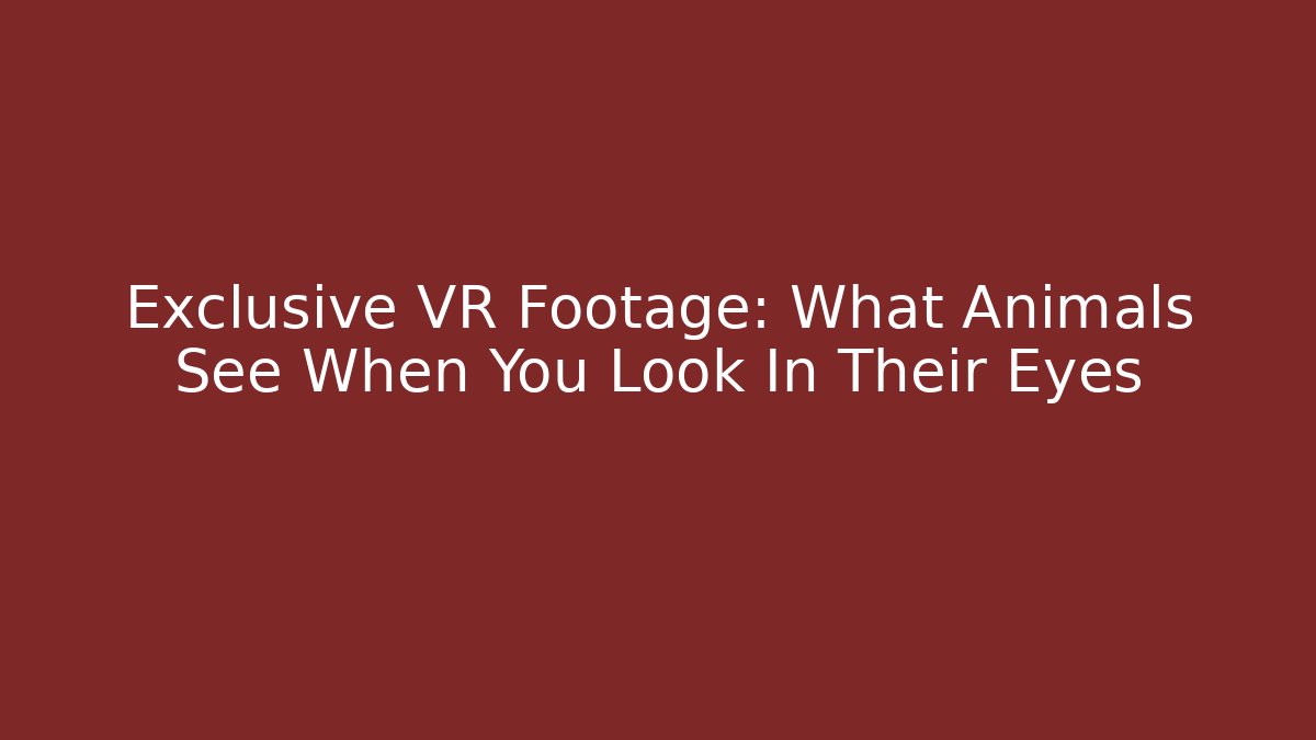 Exclusive VR Footage: What Animals See When You Look In Their Eyes