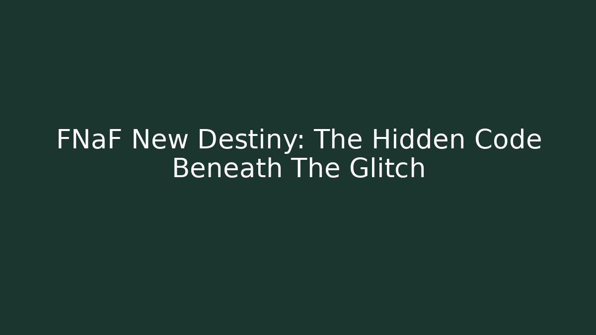 FNaF New Destiny: The Hidden Code Beneath The Glitch