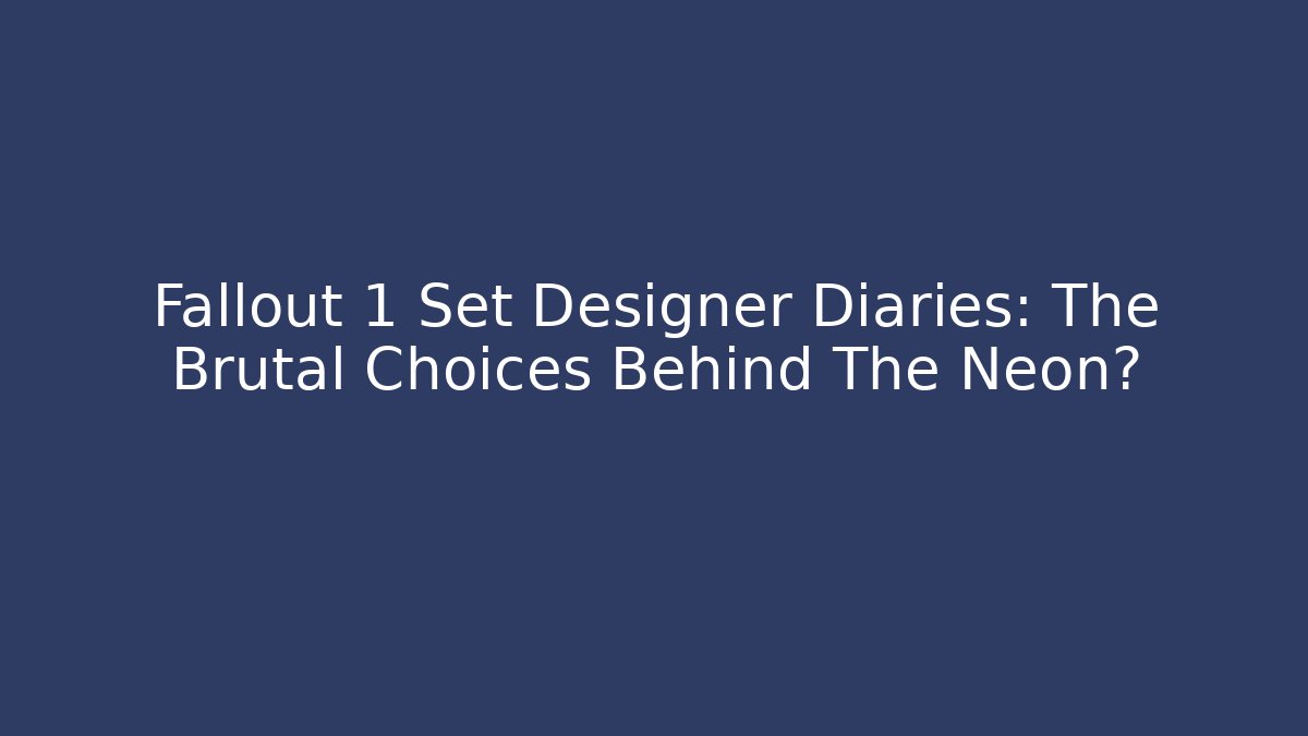 Fallout 1 Set Designer Diaries: The Brutal Choices Behind The Neon?