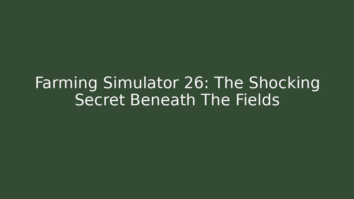 Farming Simulator 26: The Shocking Secret Beneath The Fields