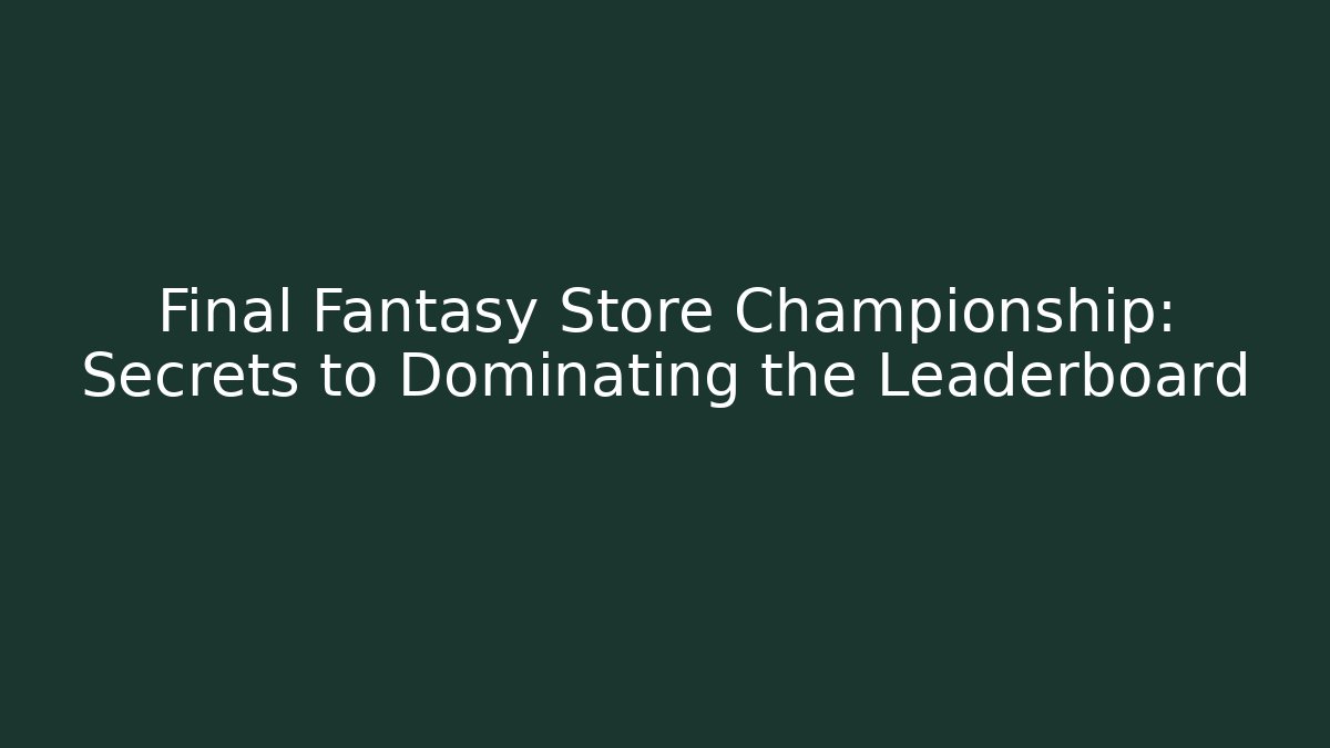 Final Fantasy Store Championship: Secrets to Dominating the Leaderboard