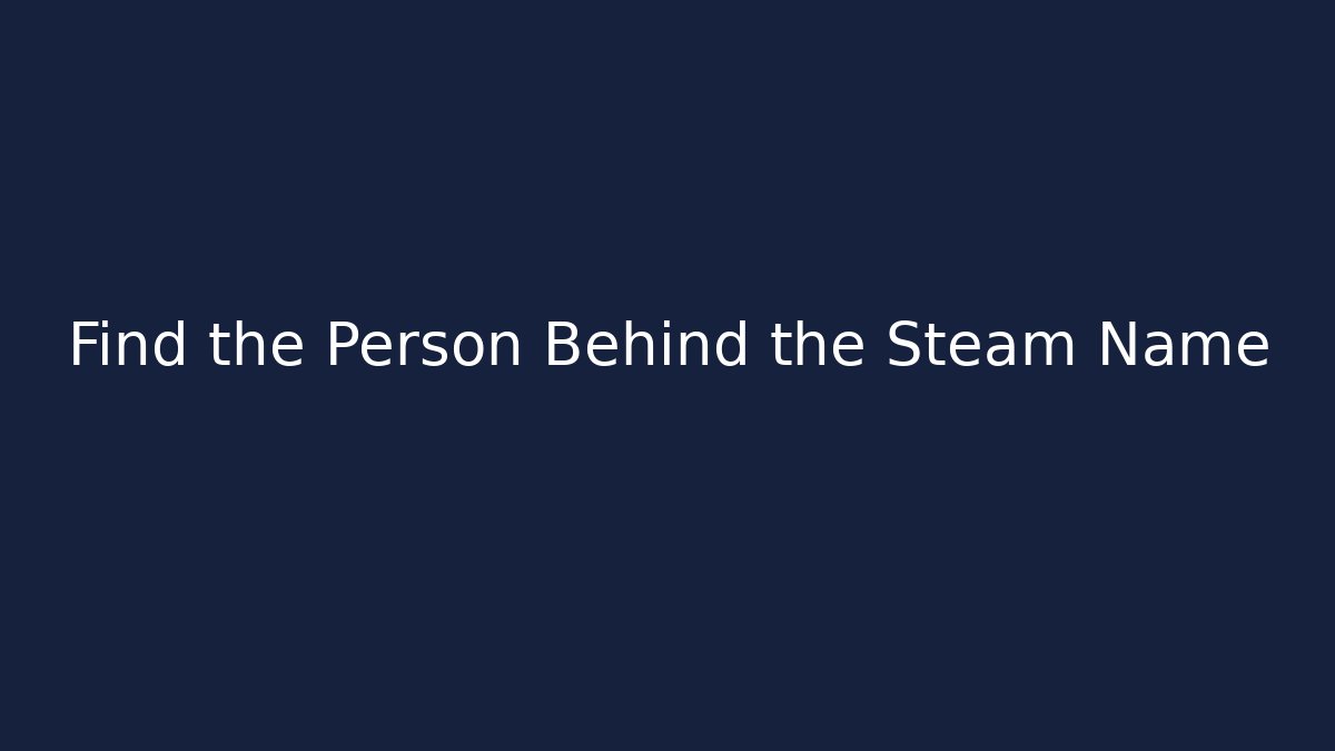 Find the Person Behind the Steam Name