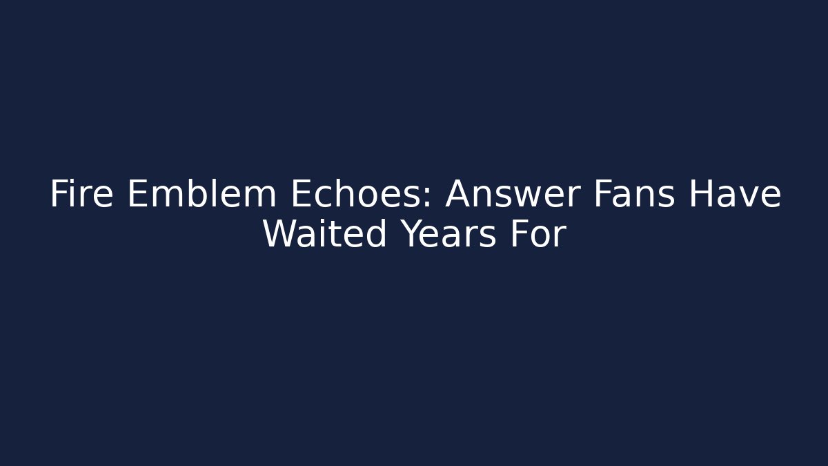 Fire Emblem Echoes: Answer Fans Have Waited Years For