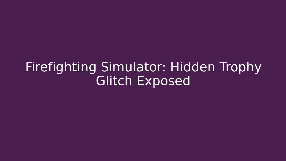 Firefighting Simulator: Hidden Trophy Glitch Exposed