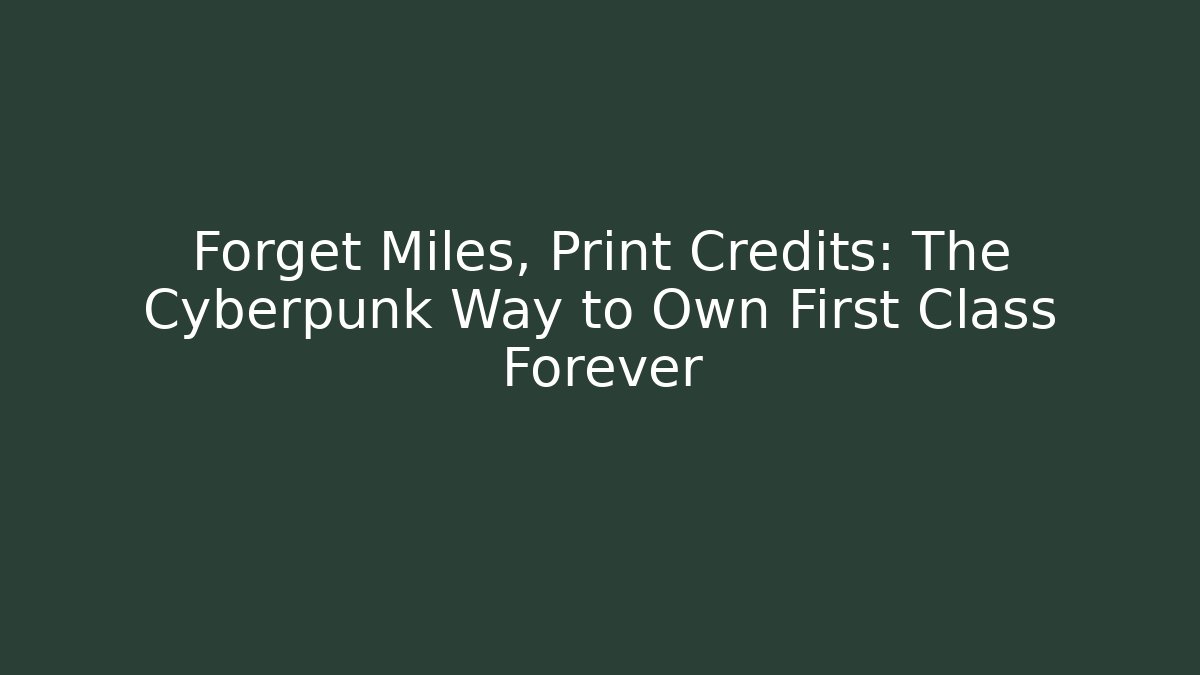 Forget Miles, Print Credits: The Cyberpunk Way to Own First Class Forever