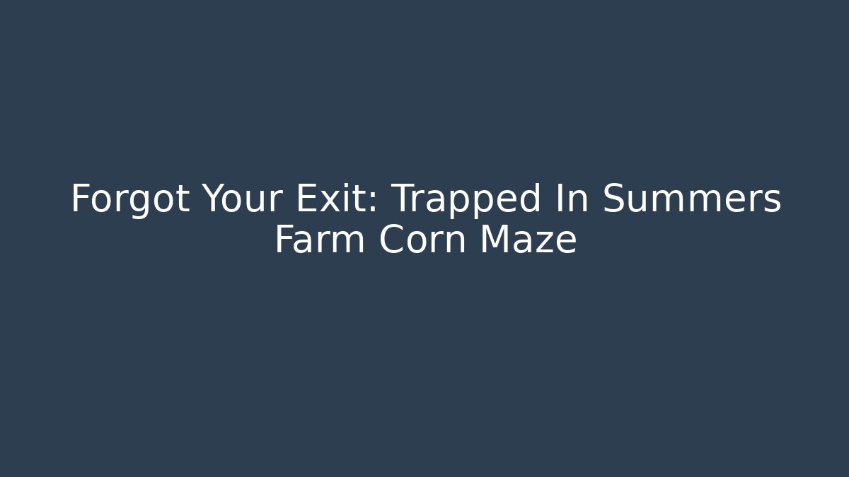 Forgot Your Exit: Trapped In Summers Farm Corn Maze