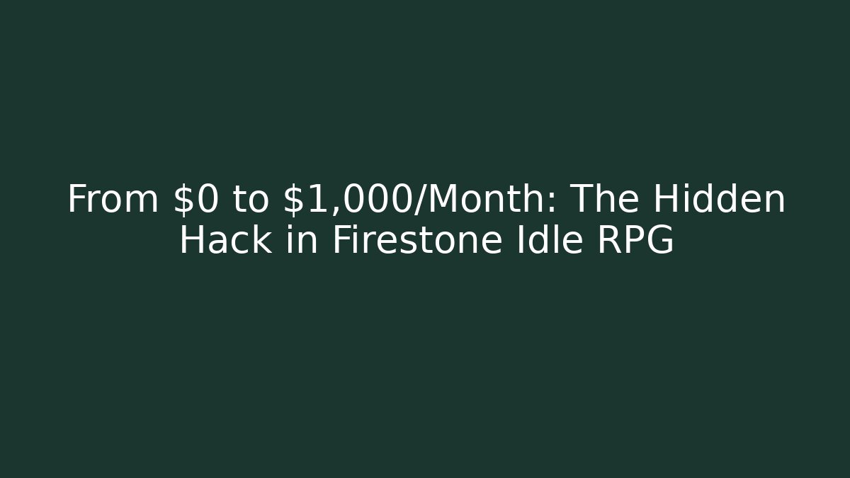 From $0 to $1,000/Month: The Hidden Hack in Firestone Idle RPG
