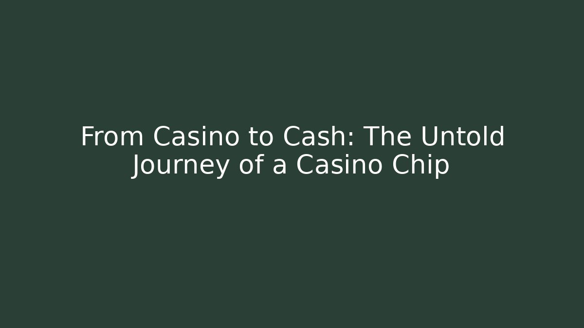 From Casino to Cash: The Untold Journey of a Casino Chip