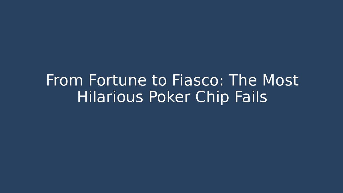 From Fortune to Fiasco: The Most Hilarious Poker Chip Fails