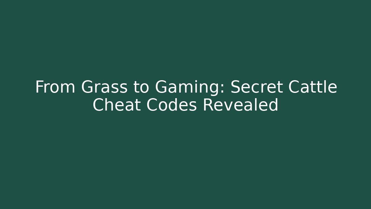 From Grass to Gaming: Secret Cattle Cheat Codes Revealed