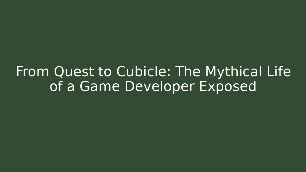 From Quest to Cubicle: The Mythical Life of a Game Developer Exposed