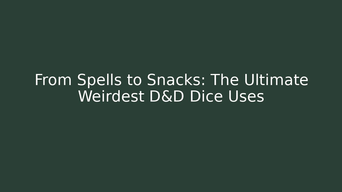 From Spells to Snacks: The Ultimate Weirdest D&D Dice Uses