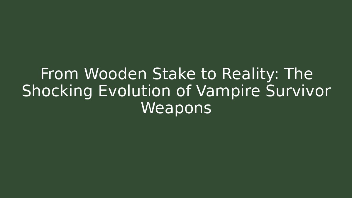 From Wooden Stake to Reality: The Shocking Evolution of Vampire Survivor Weapons