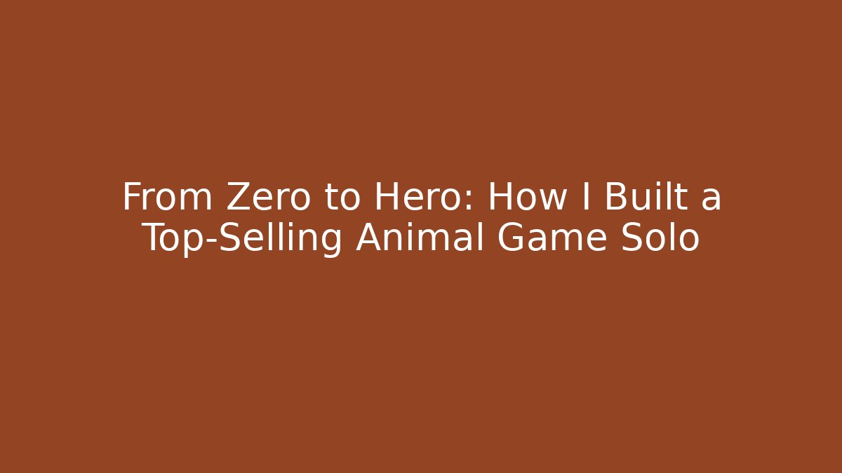 From Zero to Hero: How I Built a Top-Selling Animal Game Solo - Felix Cat Insurance