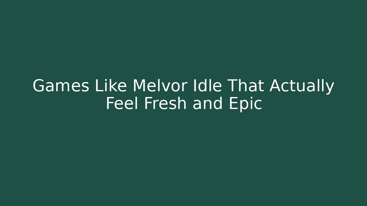Games Like Melvor Idle That Actually Feel Fresh and Epic