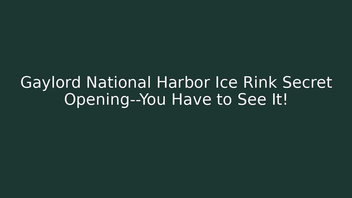 Gaylord National Harbor Ice Rink Secret Opening—You Have to See It!