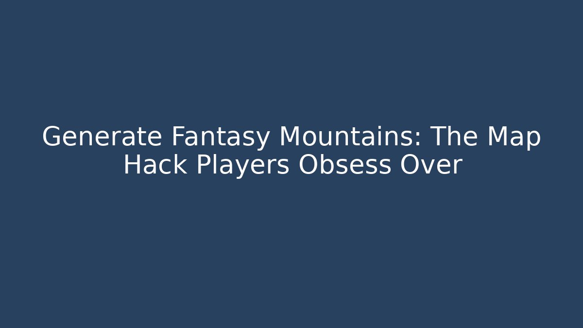 Generate Fantasy Mountains: The Map Hack Players Obsess Over