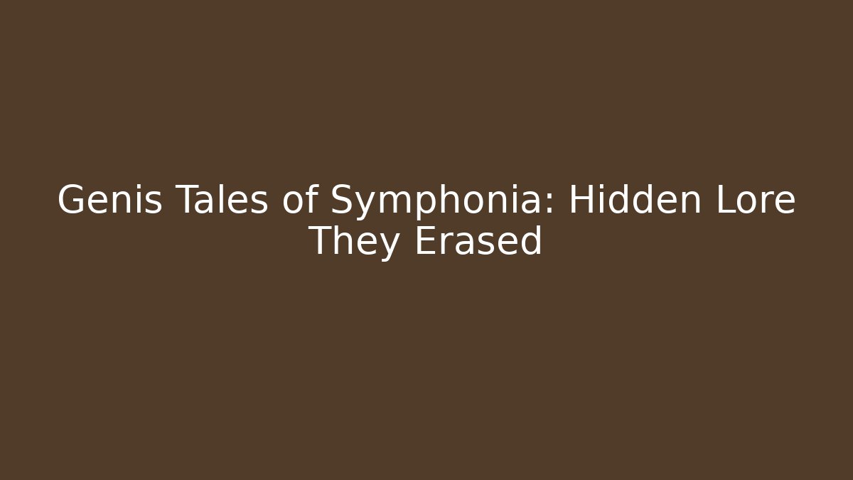 Genis Tales of Symphonia: Hidden Lore They Erased