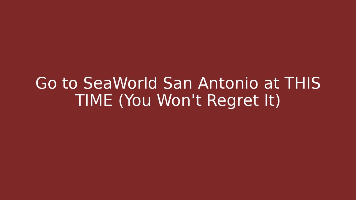 Go to SeaWorld San Antonio at THIS TIME (You Won't Regret It)