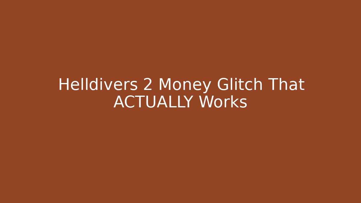 Helldivers 2 Money Glitch That ACTUALLY Works