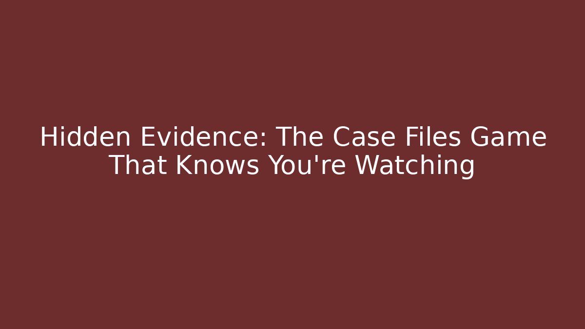 Hidden Evidence: The Case Files Game That Knows You're Watching