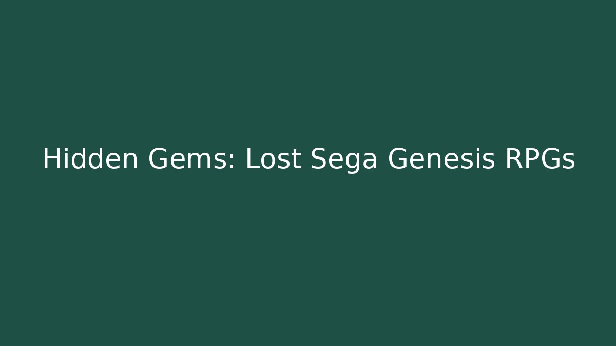 Hidden Gems: Lost Sega Genesis RPGs - Felix Cat Insurance