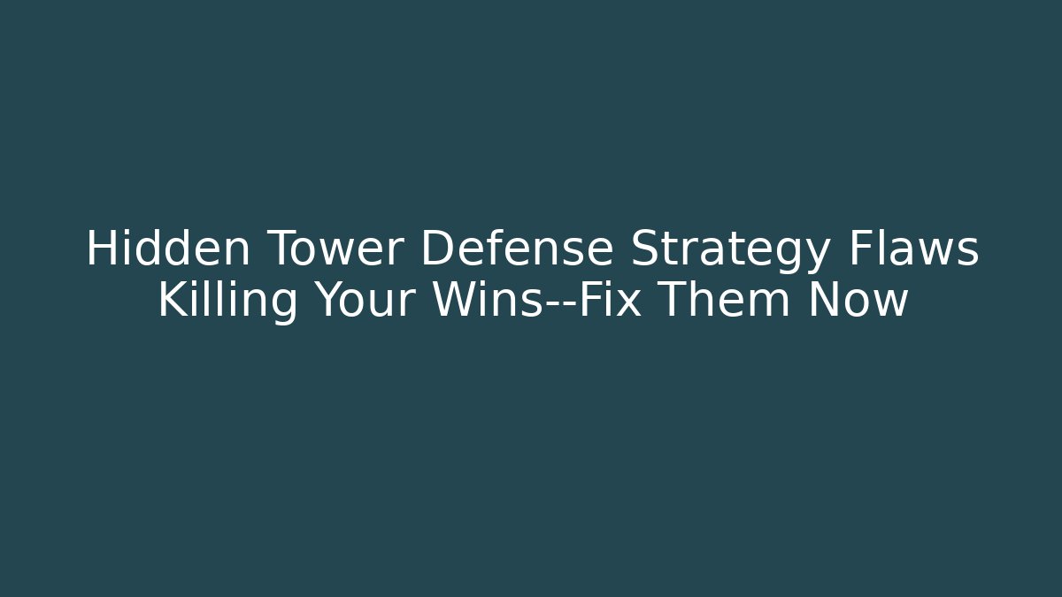 Hidden Tower Defense Strategy Flaws Killing Your Wins—Fix Them Now