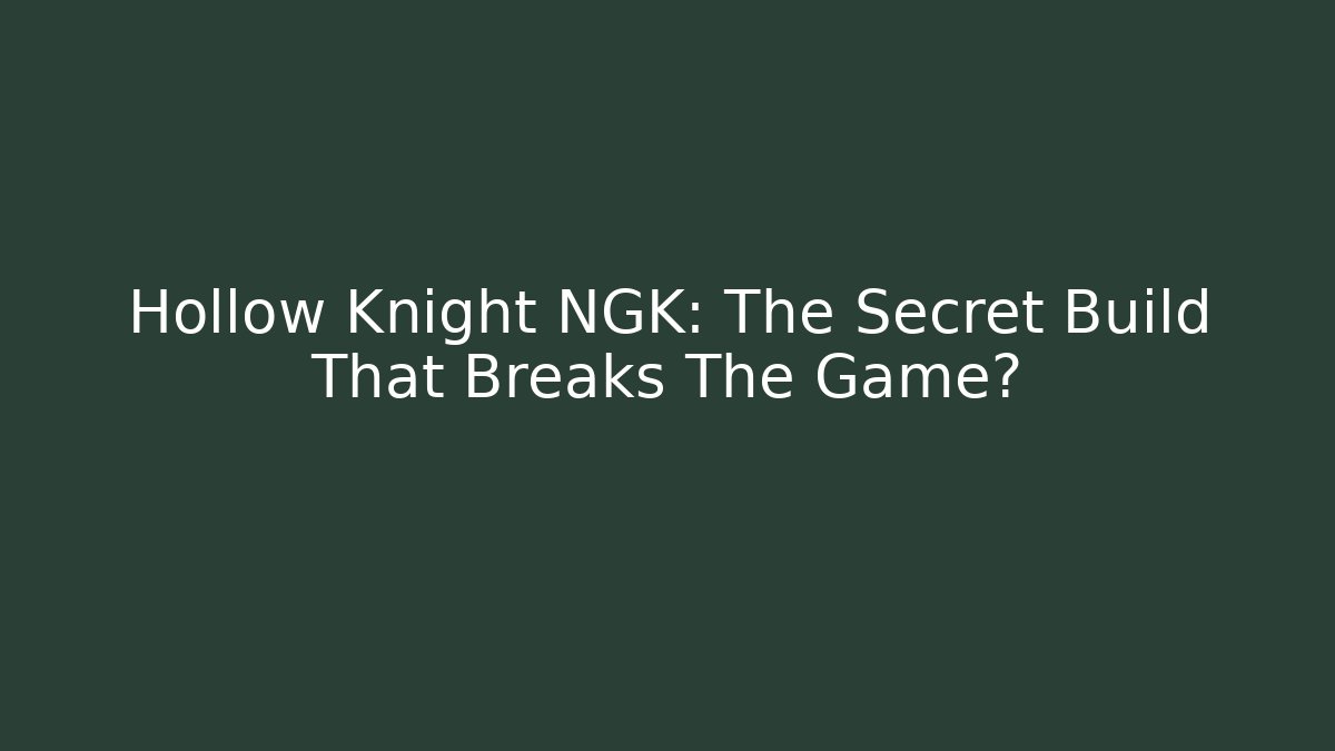 Hollow Knight NGK: The Secret Build That Breaks The Game?