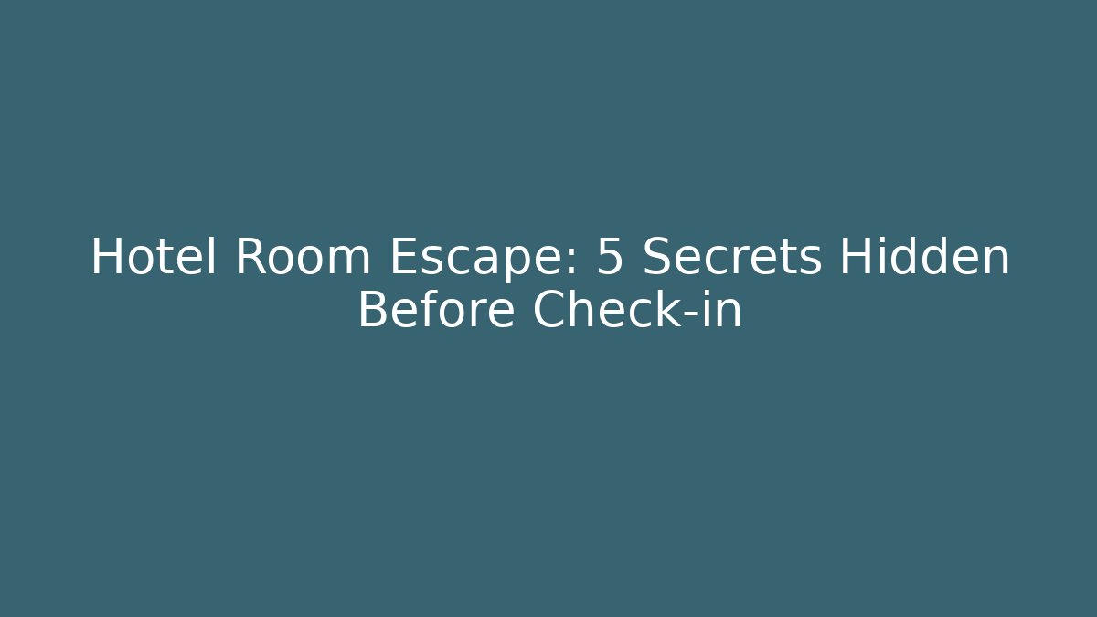 Hotel Room Escape: 5 Secrets Hidden Before Check-in