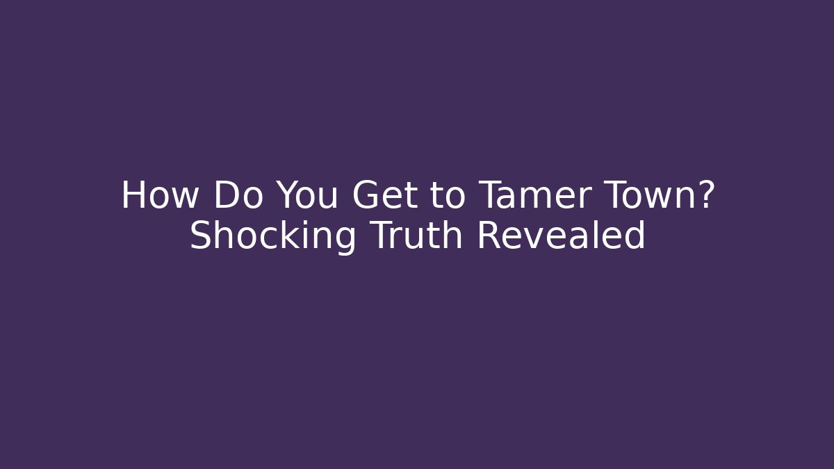 How Do You Get to Tamer Town? Shocking Truth Revealed