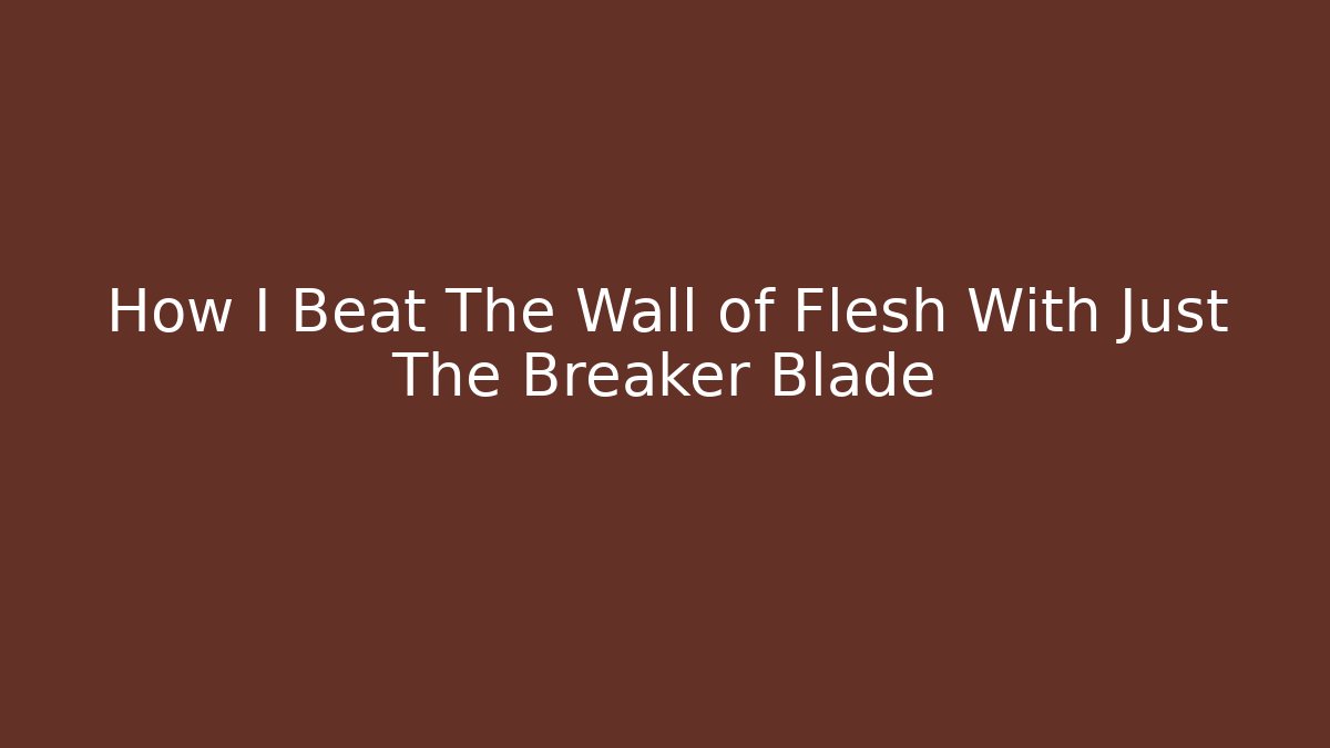 How I Beat The Wall of Flesh With Just The Breaker Blade