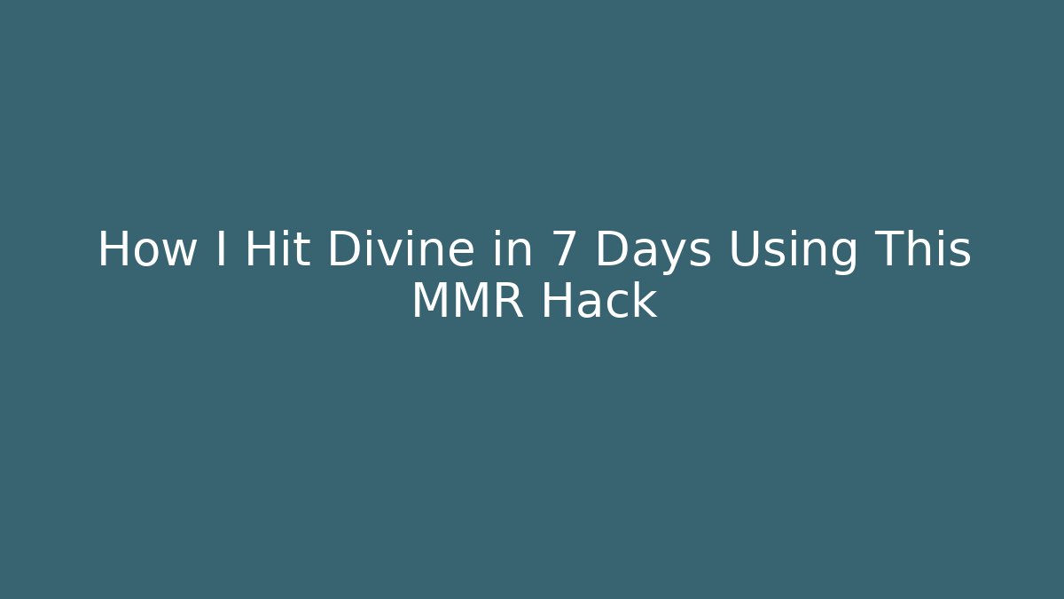 How I Hit Divine in 7 Days Using This MMR Hack - Felix Cat Insurance